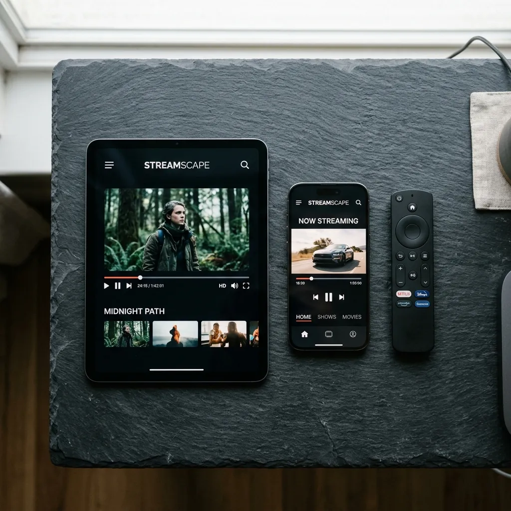 Die besten IPTV Player Apps: Smartphone, Tablet und Smart-TV zeigen verschiedene Streaming-Player im Vergleich.